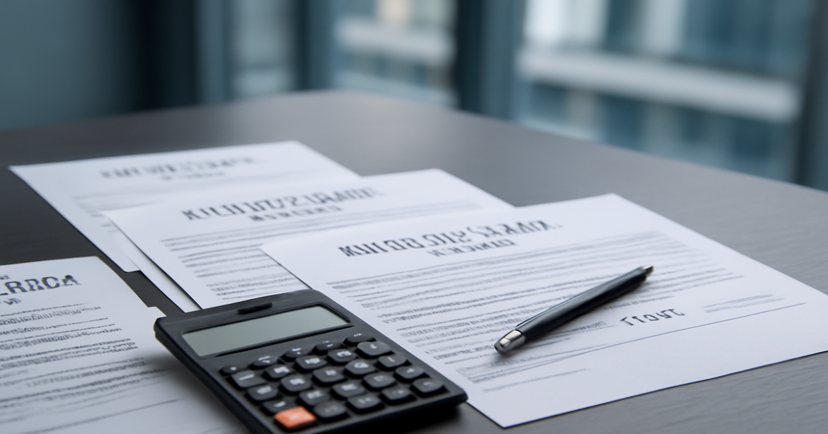 Explore виды страхования with this professional image of insurance policies and financial tools.