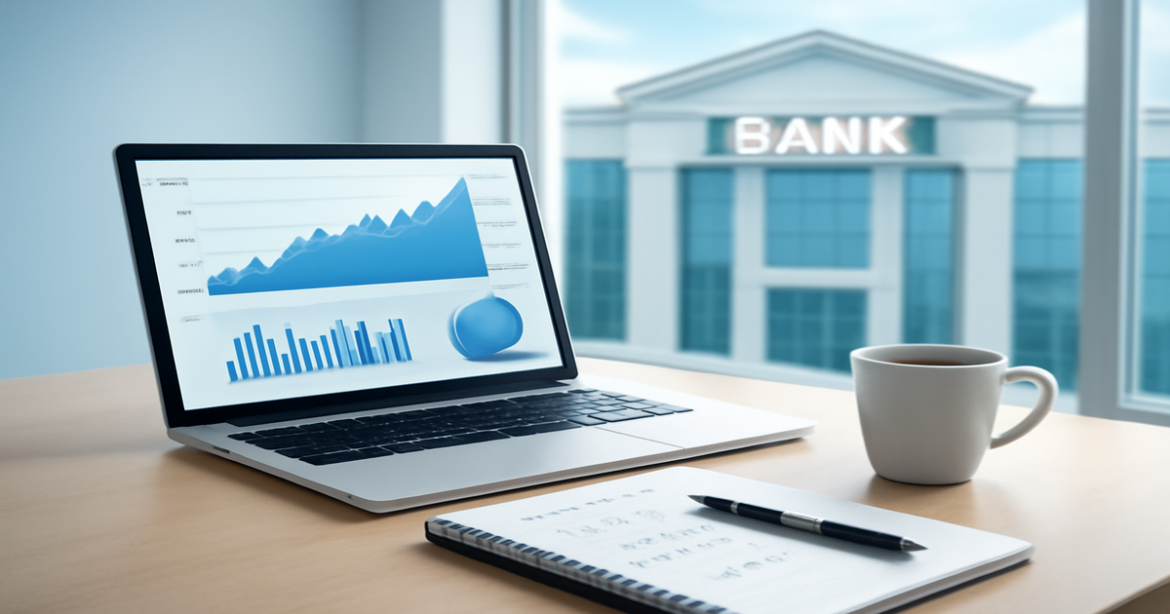 Professional image depicting депозитные счета in a financial setting with modern banking elements.
