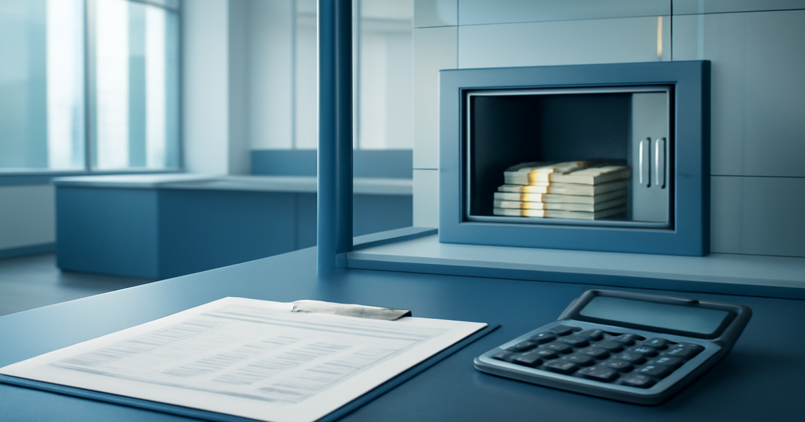 Professional image of a bank interior focused on вклад for secure savings.