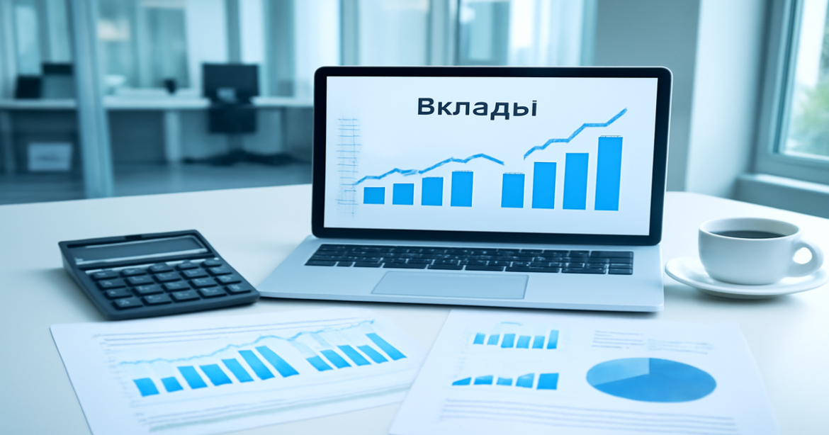 Image of a bank office showcasing financial documents related to вклады and investment management.