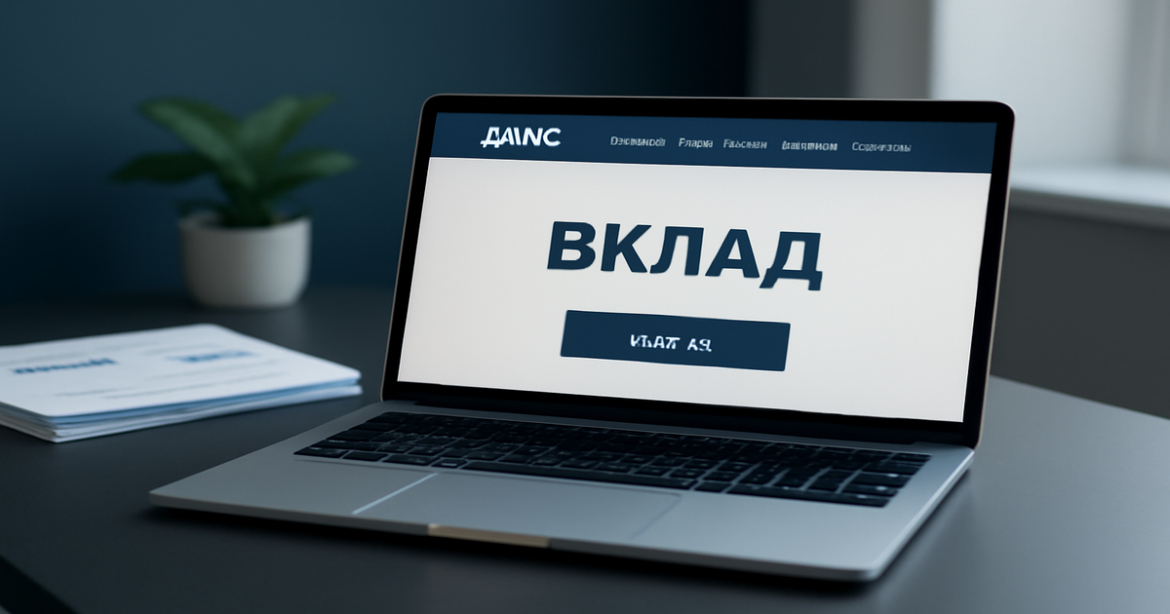 Professional workspace illustrating the concept of вклад (deposit) in banking and finance.