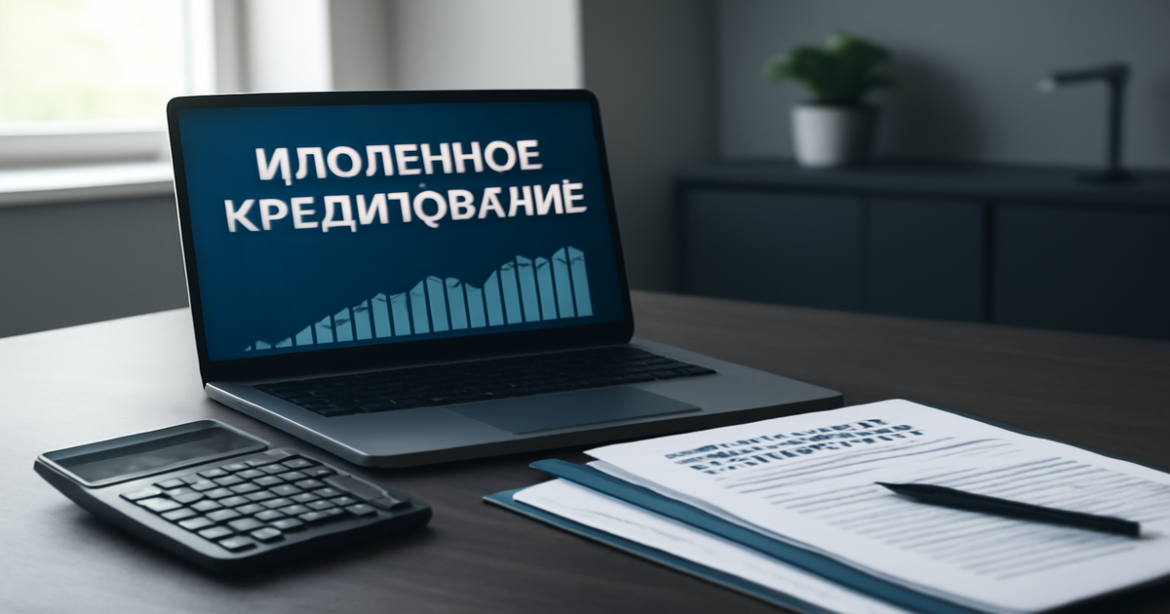 Professional image illustrating ипотечное кредитование with finance tools in a modern office setting.