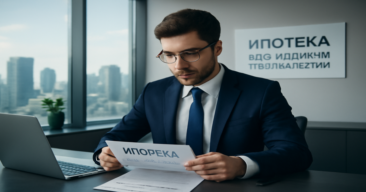 Professional office scene illustrating ипотека молодым специалистам and real estate opportunities.