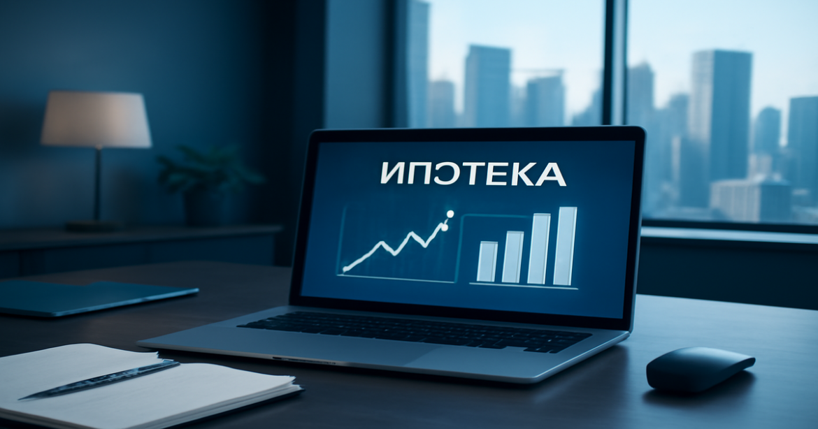 Professional office scene illustrating ипотека in Russia, suitable for finance articles.