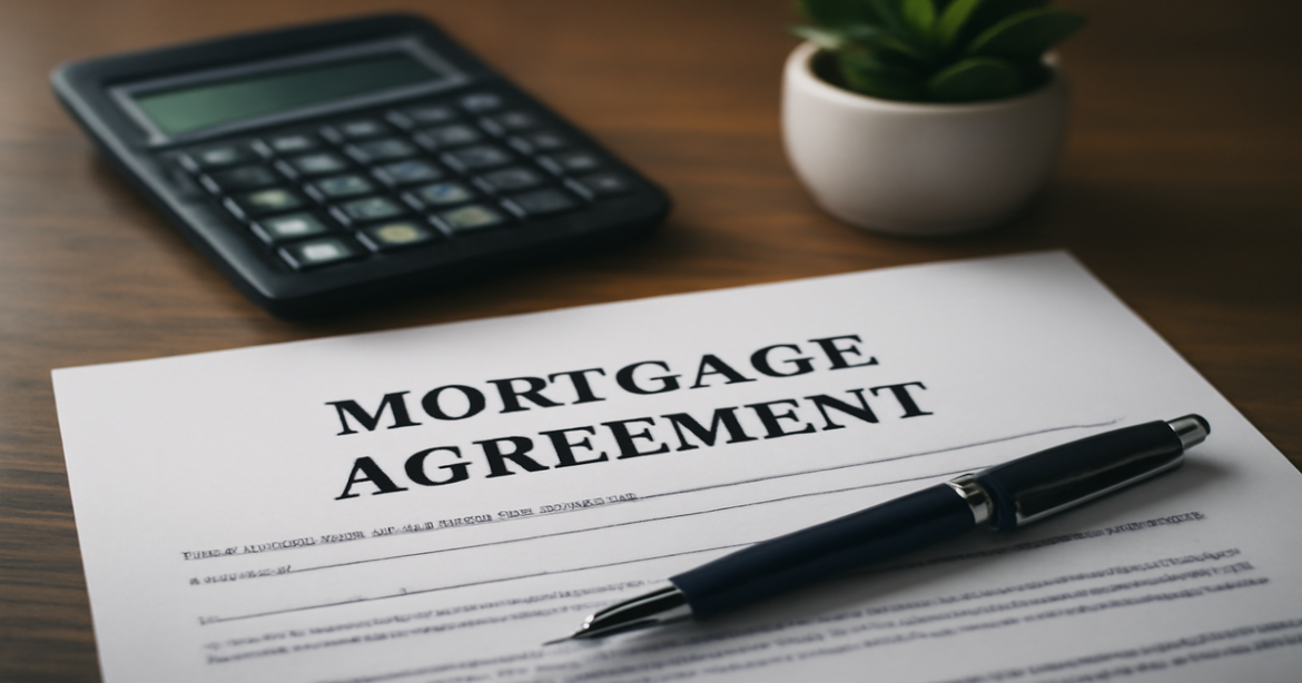 A close-up of a mortgage agreement, illustrating tips for choosing a ипотечный кредит.