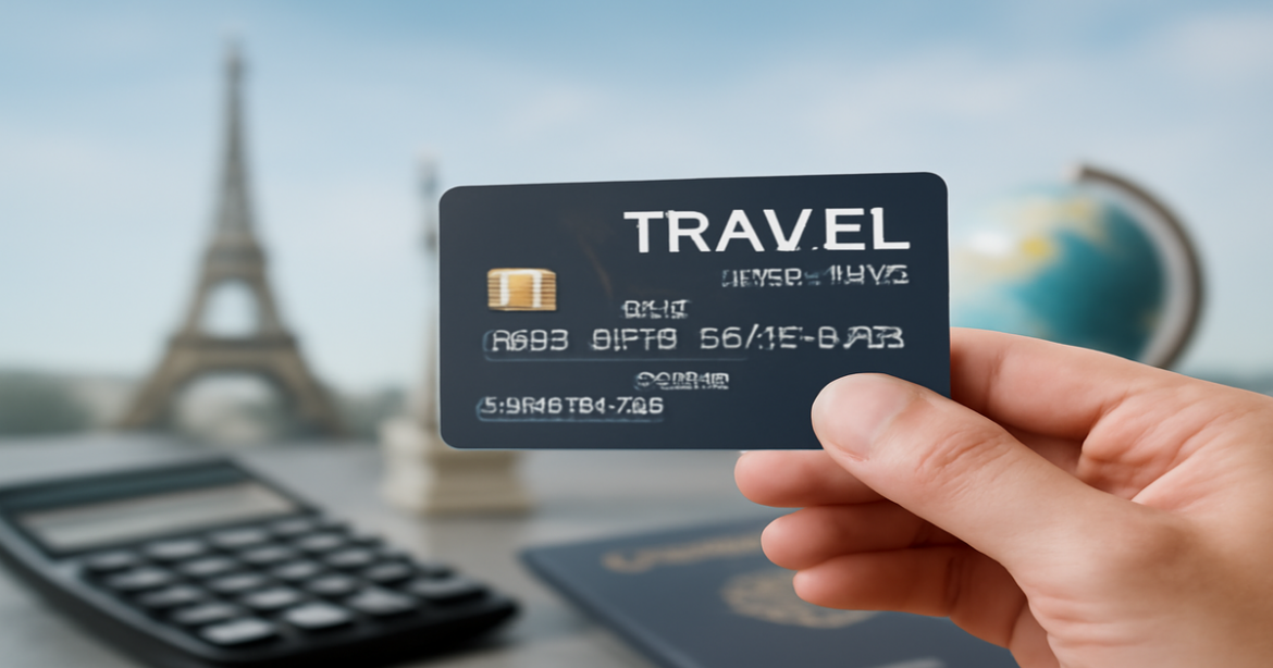 A travel-themed credit card for trips, highlighting banking and finance essentials.