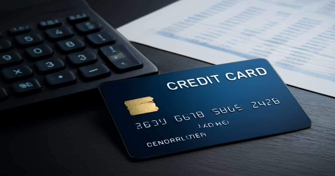 A close-up of a кредитная карта with financial documents, conveying trust and professionalism in banking.