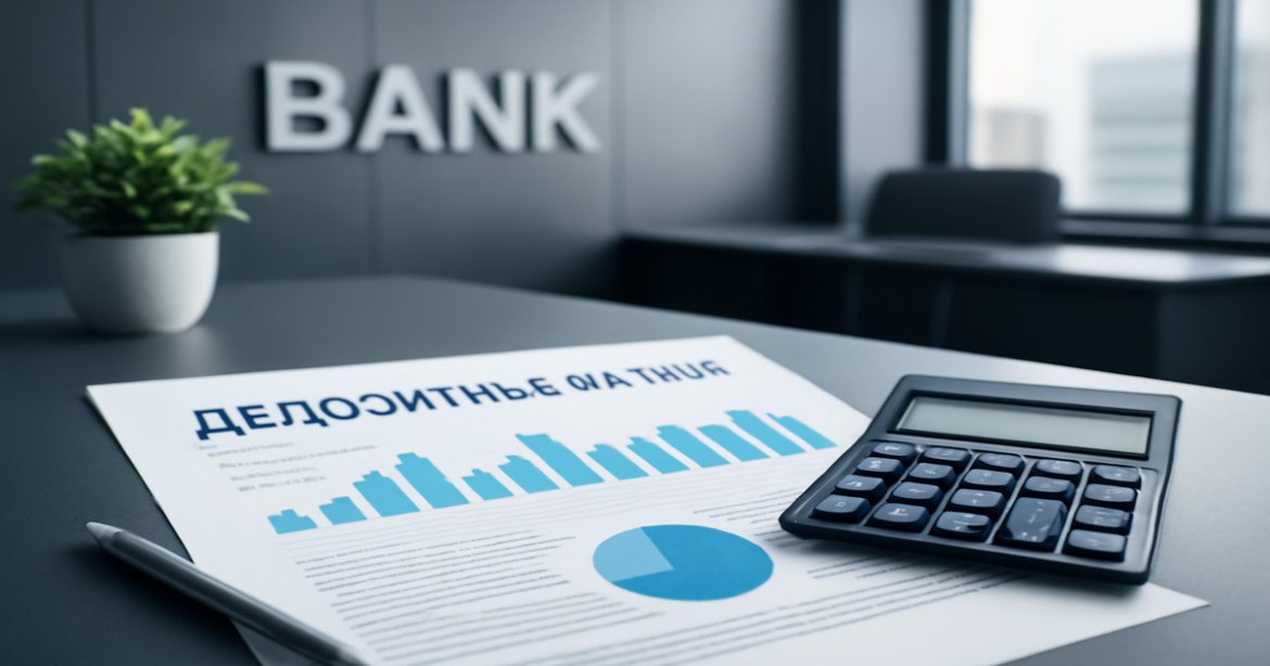 Professional banking office scene illustrating депозитные вклады for financial decision-making.