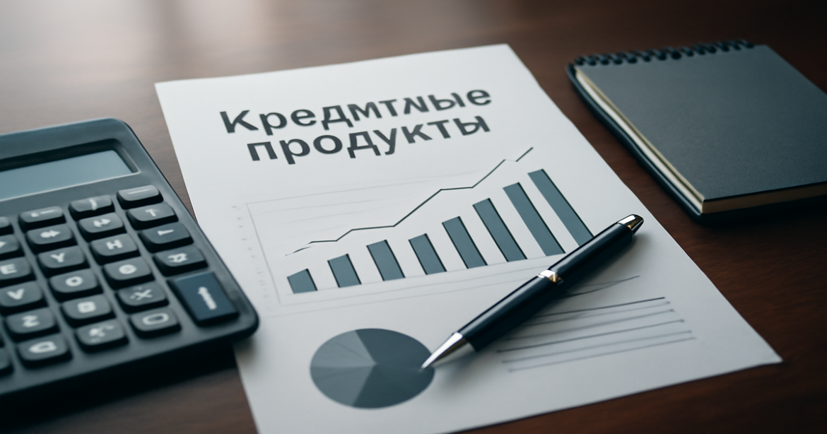 Explore various кредитные продукты with this professional image showcasing financial tools and documents.