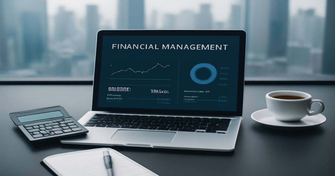 A professional workspace showcasing financial services tools for money management.