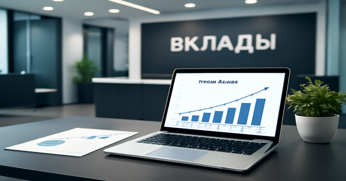Professional banking image illustrating вклады for financial growth and savings in a modern bank setting.