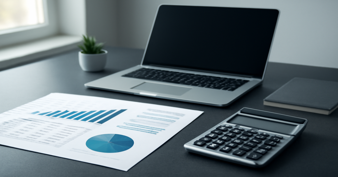 A professional workspace illustrating планирование финансов with documents and tools for effective money management.