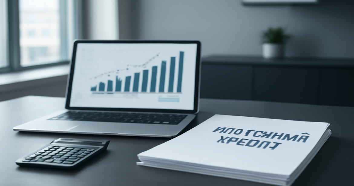 Professional image illustrating ипотечный кредит in a modern office setting.