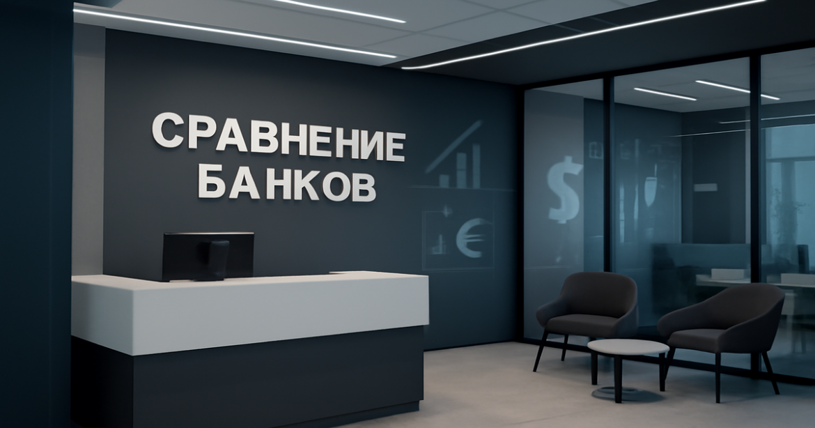 A professional bank interior image illustrating сравнение банков for financial services in 2026.
