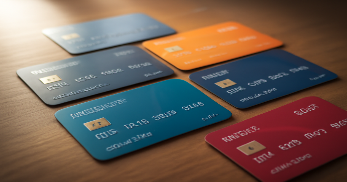 A selection of debit cards representing banking choices for 2026, showcasing financial options.