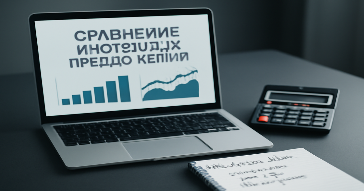 Professional image depicting 'сравнение ипотечных предложений' with modern finance tools and a trustworthy atmosphere.