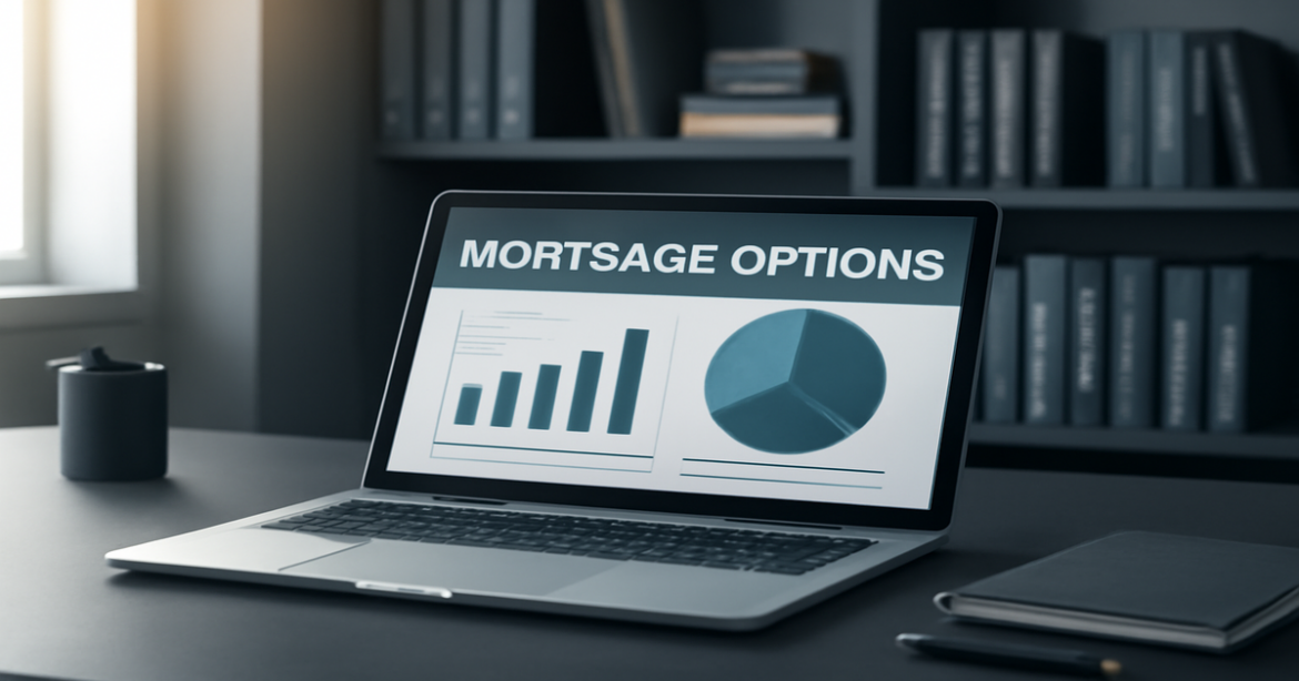 A professional image representing ипотека with mortgage options and finance themes.