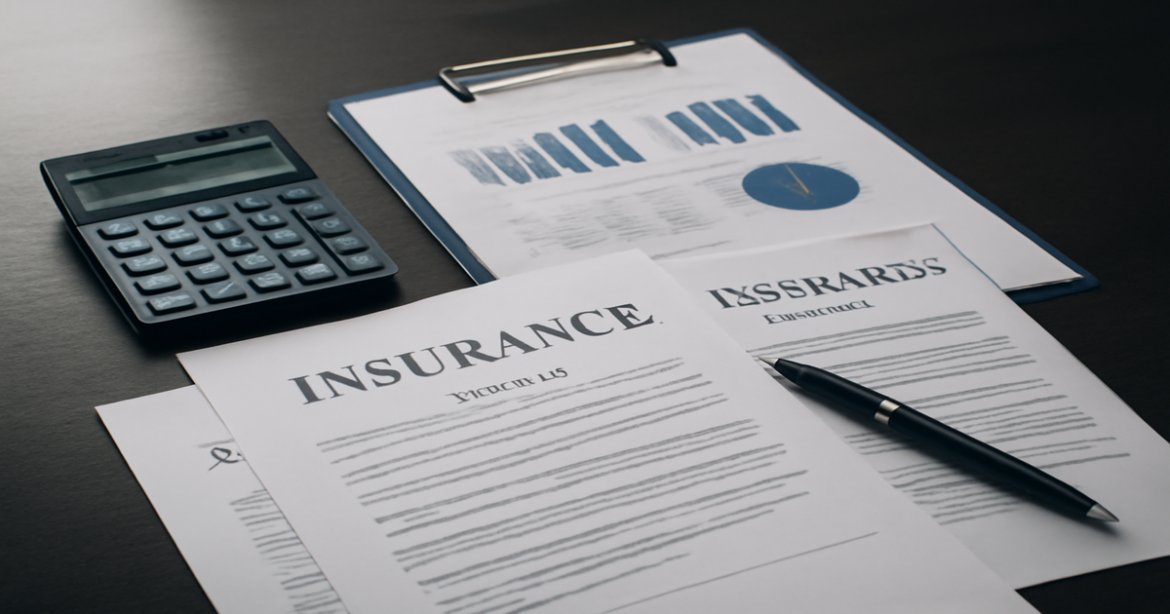 Illustration of insurance documents and financial tools, emphasizing the importance of страхование.