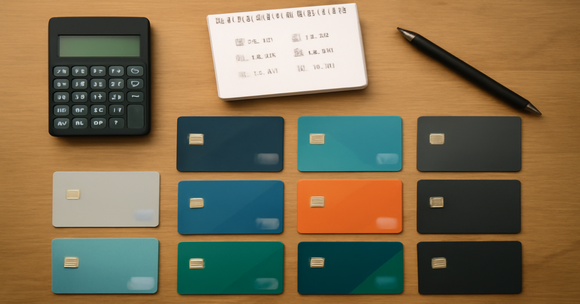 A high-quality image of debit cards and financial tools, representing banking and finance themes.