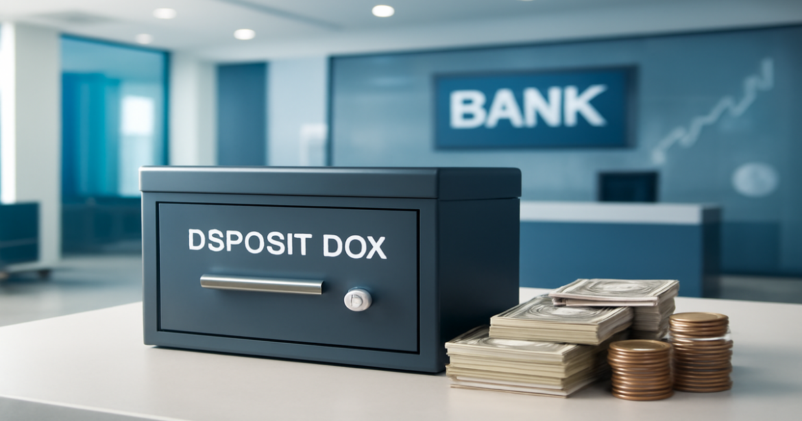 Professional image representing a deposit box and financial growth, relevant to banking and deposits.