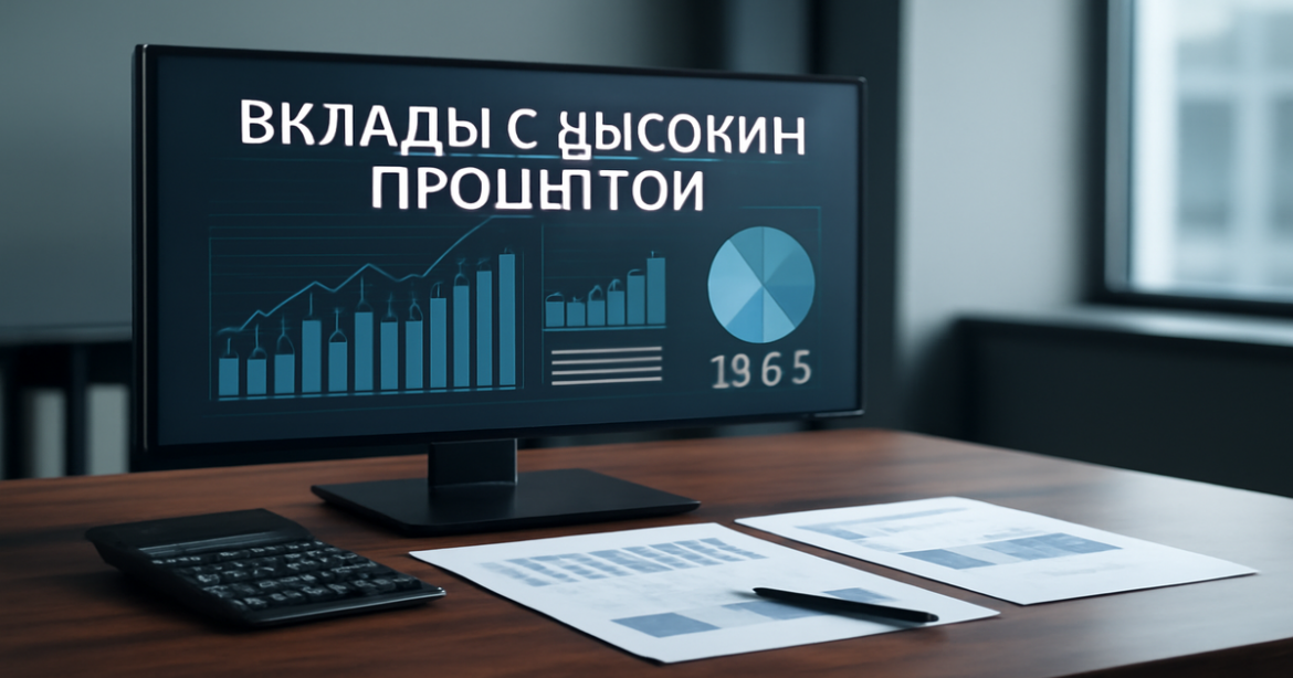 Explore вклады с высоким процентом in a modern banking environment showcasing investment opportunities.