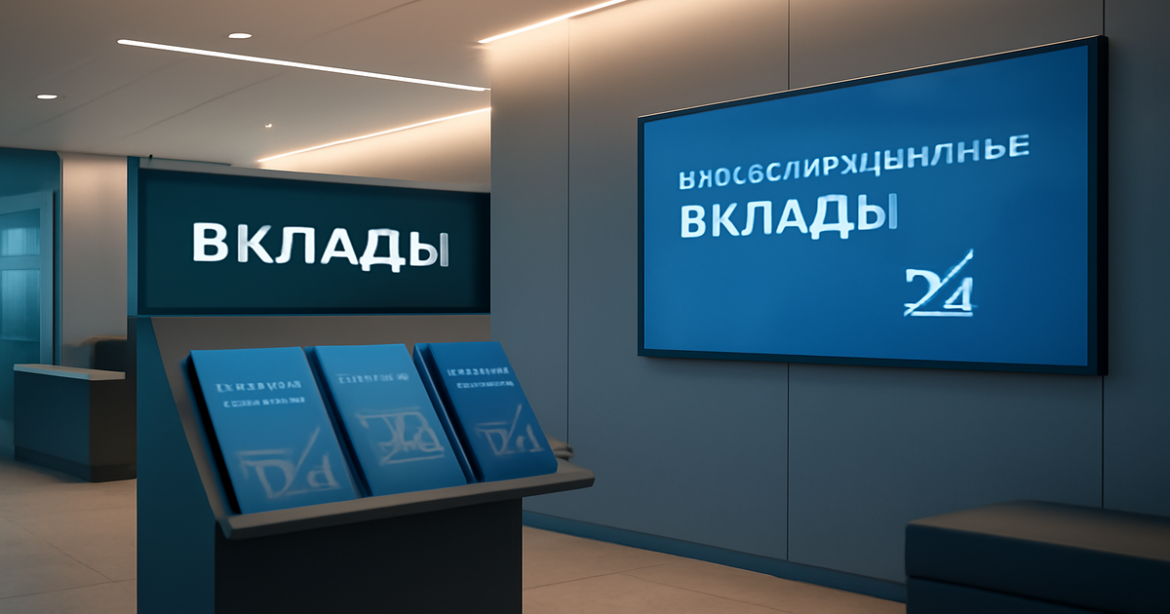 High-quality image of a bank interior showcasing вклады and investment options.