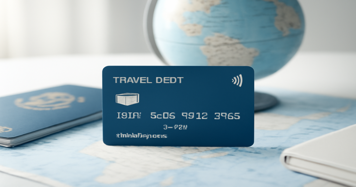 Explore top debit cards for travel with this stylish debit card image.