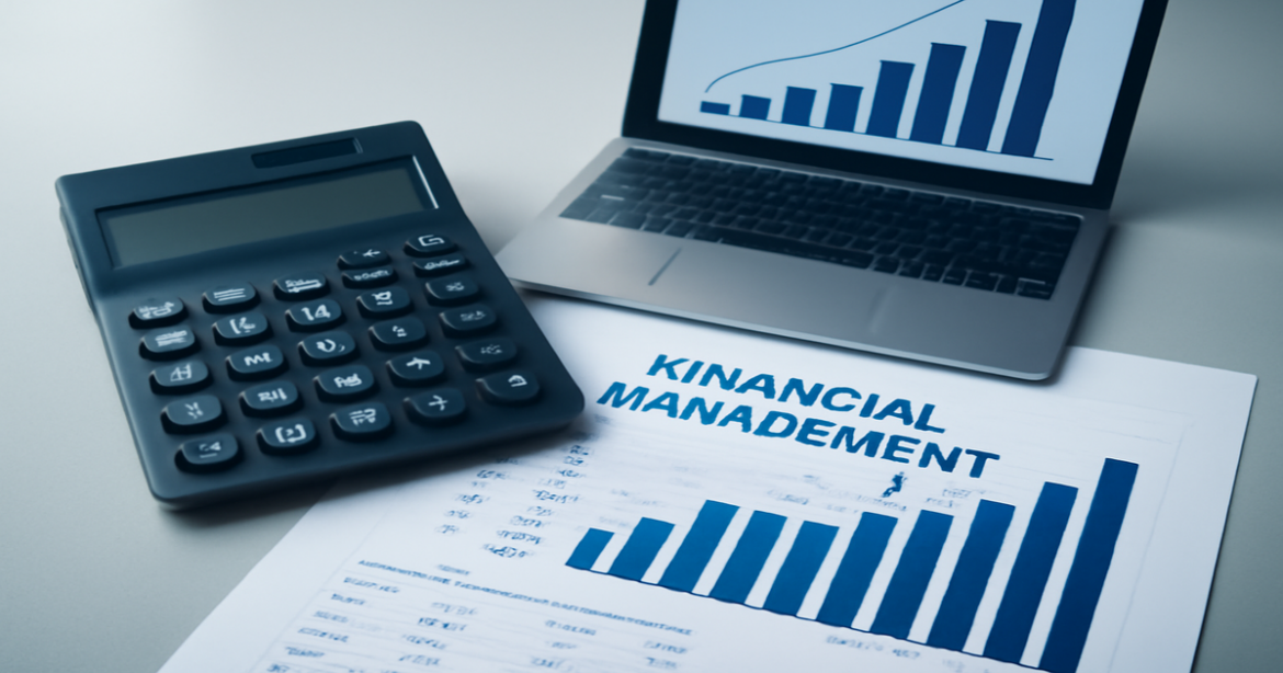 An image illustrating управление финансами with financial tools for budgeting and saving, conveying professionalism.
