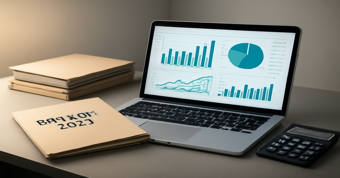 Professional workspace showcasing financial tools and 'вклады 2023' for an article on financial instruments.