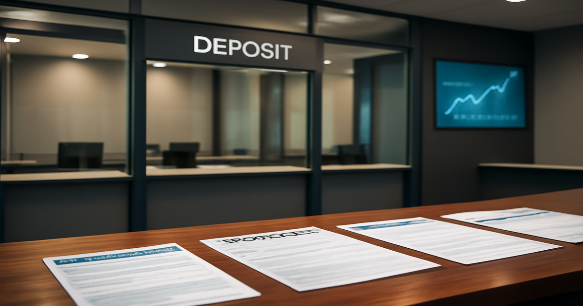 Professional bank interior image illustrating вклады and financial growth.
