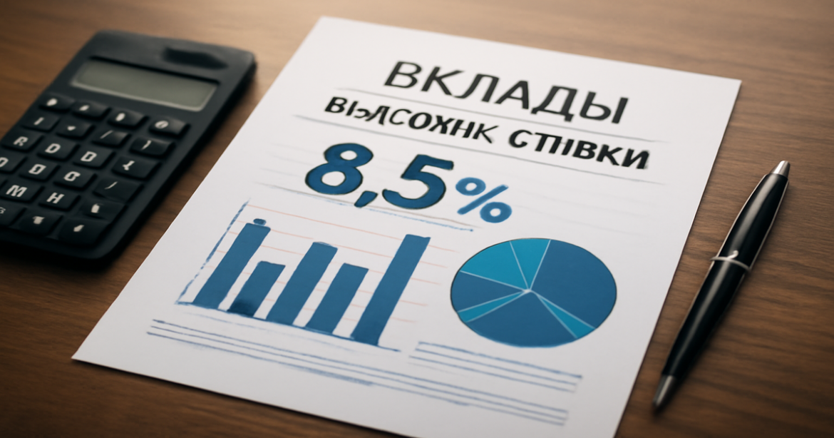 A professional finance image showcasing вклады with graphs and charts on a desk.