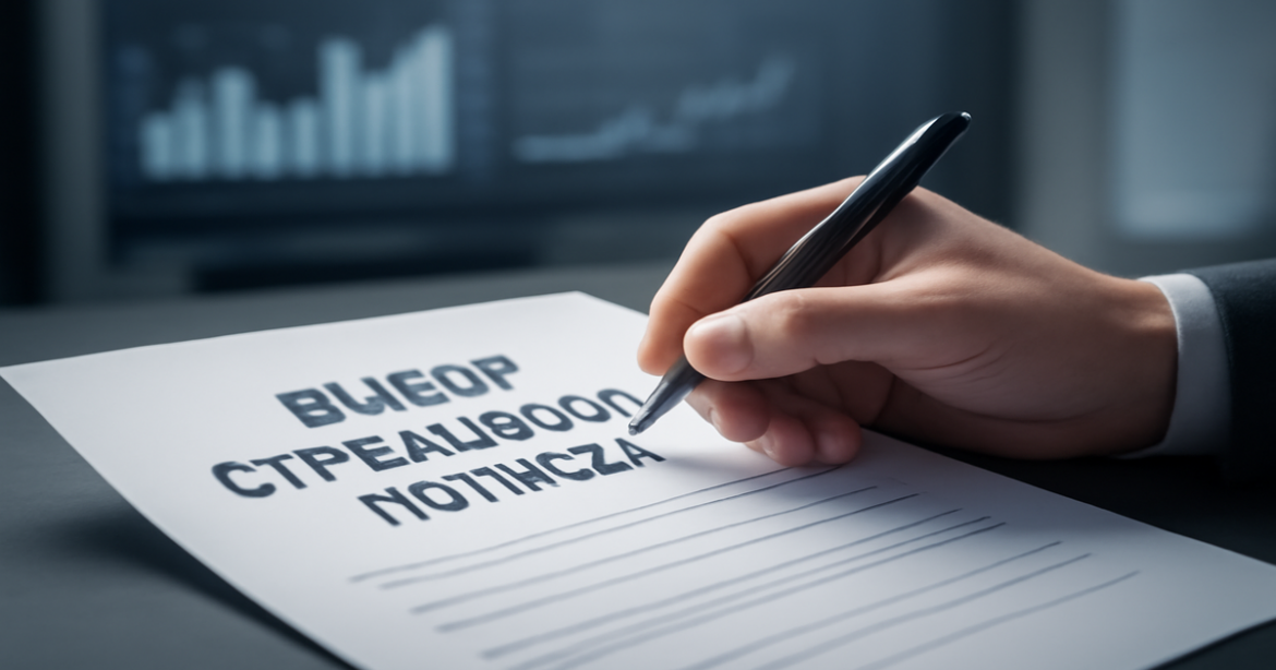 Image illustrating выбор страхового полиса with a hand and document in a professional office setting.