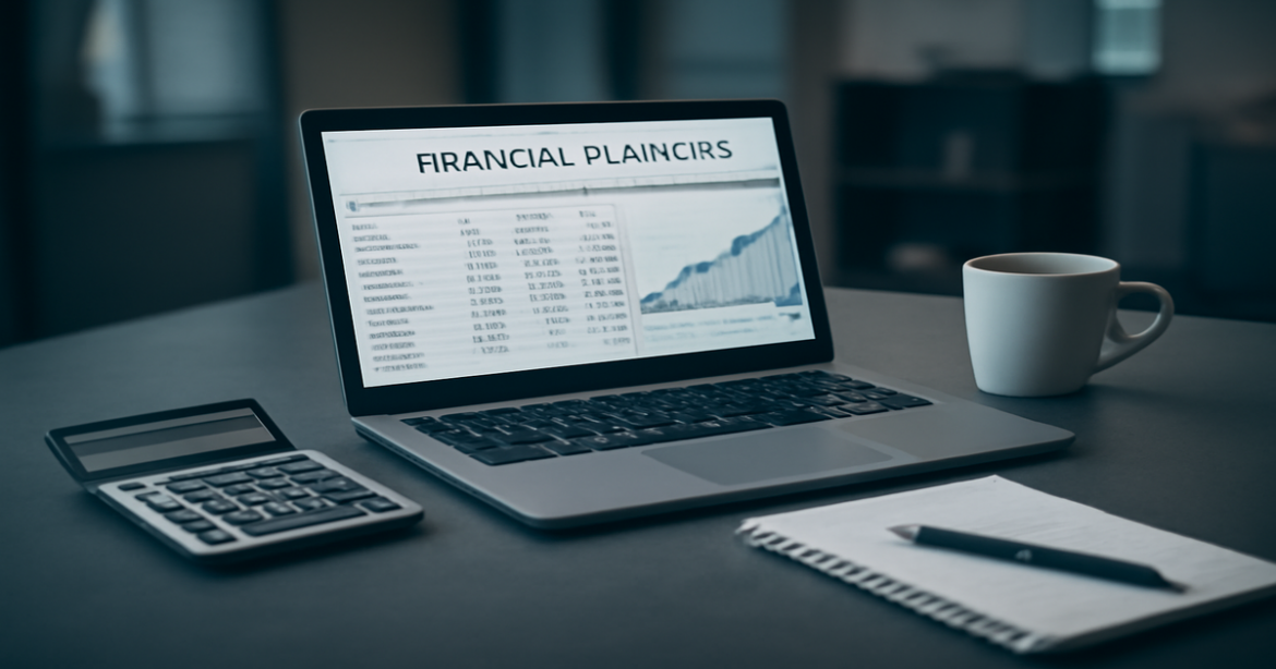 A professional workspace image for financial planning, showcasing budgeting tools and a modern office environment.