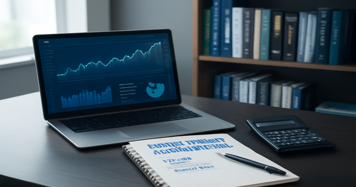 Professional workspace image for инвестиции для новичков, showcasing finance tools and resources.