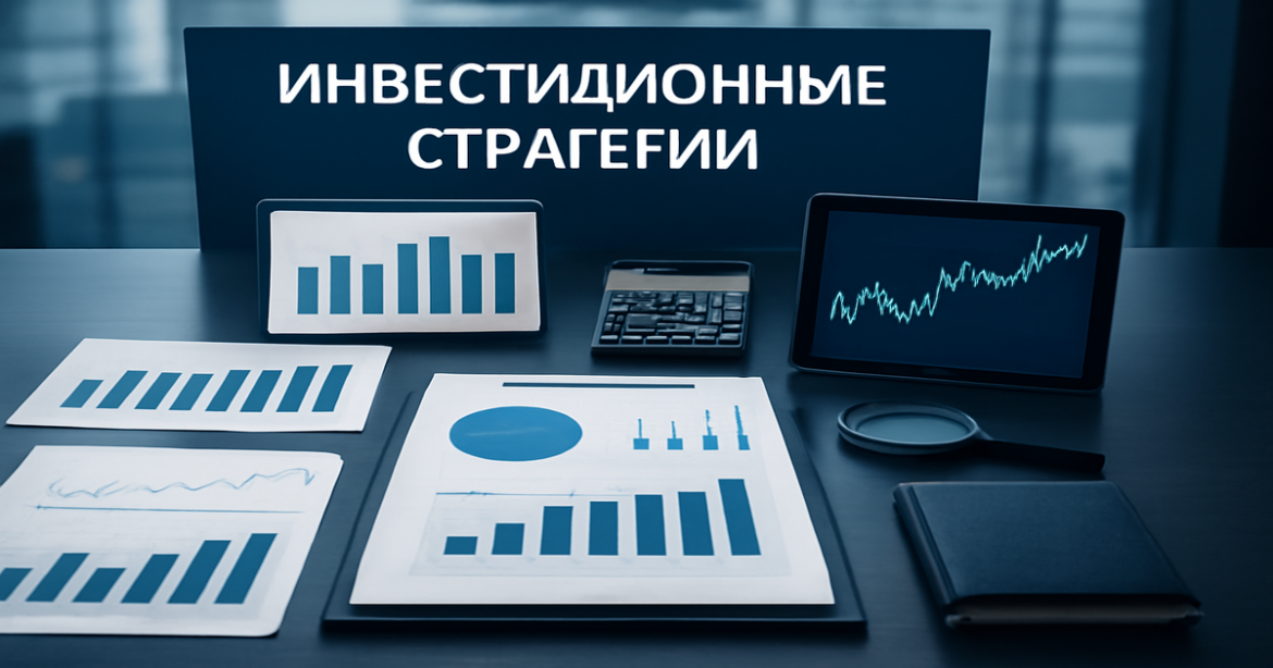 Professional image illustrating инвестиционные стратегии with financial tools and a modern office setting.
