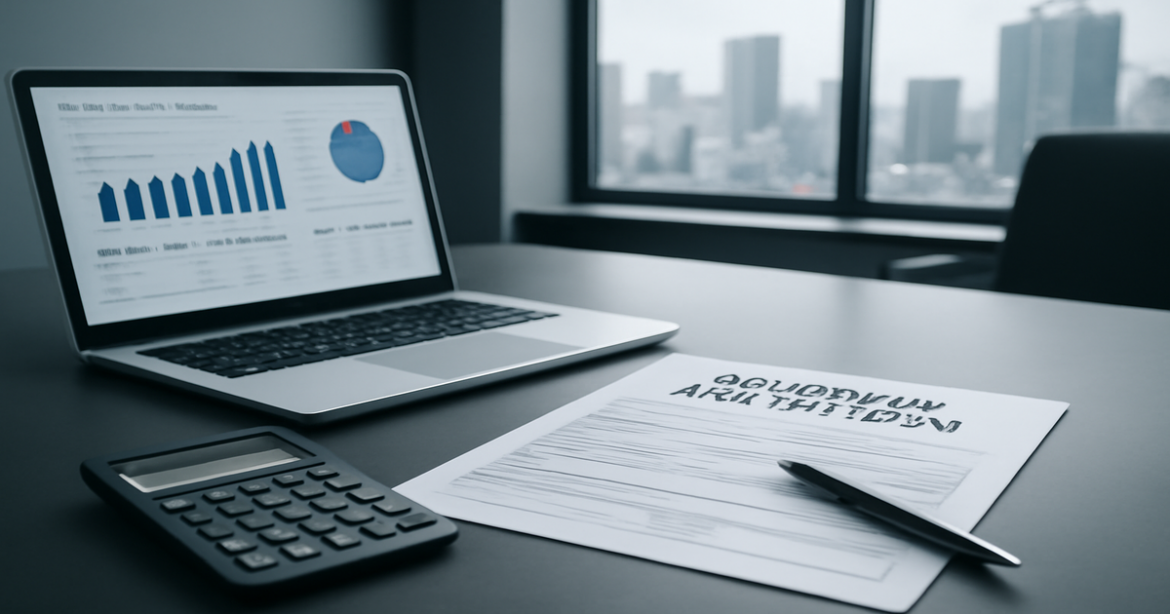 Professional image representing ипотека with financial documents in a modern office setting.
