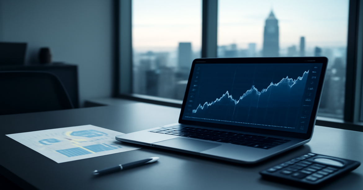 Professional image for investing in stocks, featuring a modern financial office setup.