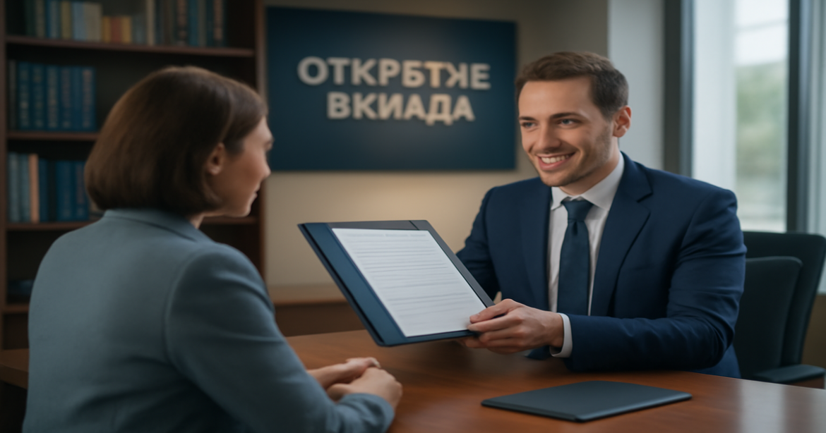 Image depicting открытие вклада in a professional bank setting, showcasing finance and trust.