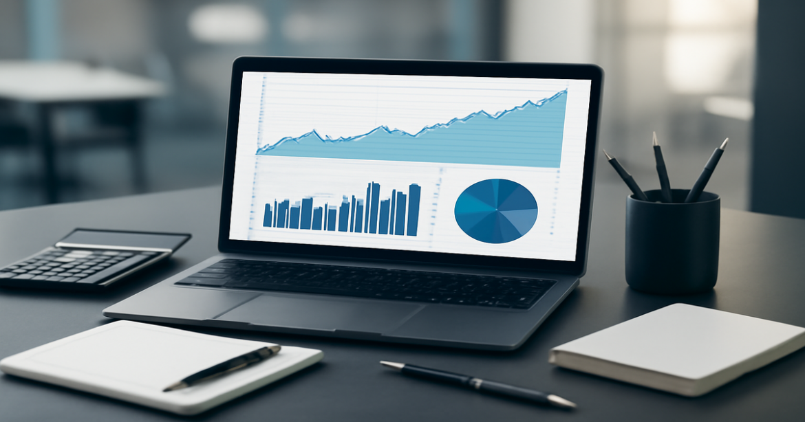 Explore financial literacy with a professional image of finance tools and analytics.