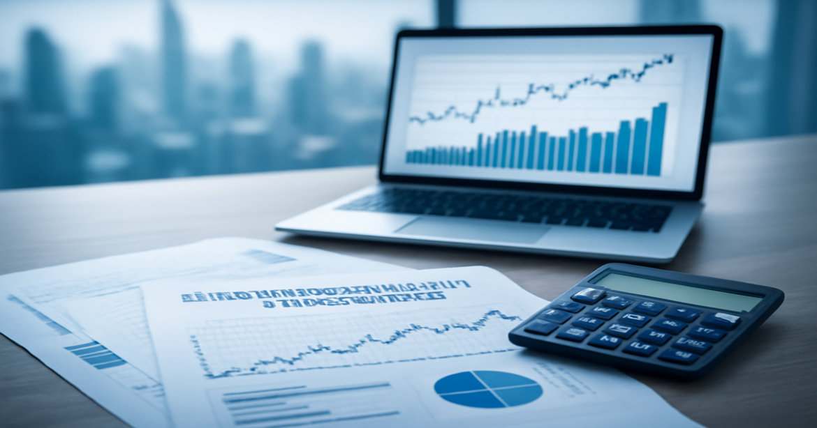Professional image of investment products, showcasing finance tools and documents in a modern office setting.