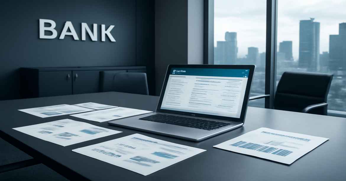 A professional office scene illustrating РКО for business in 2026, highlighting banking and finance themes.