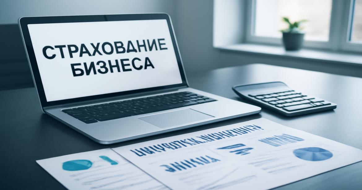 Professional image illustrating страхование бизнеса in a modern office setting.
