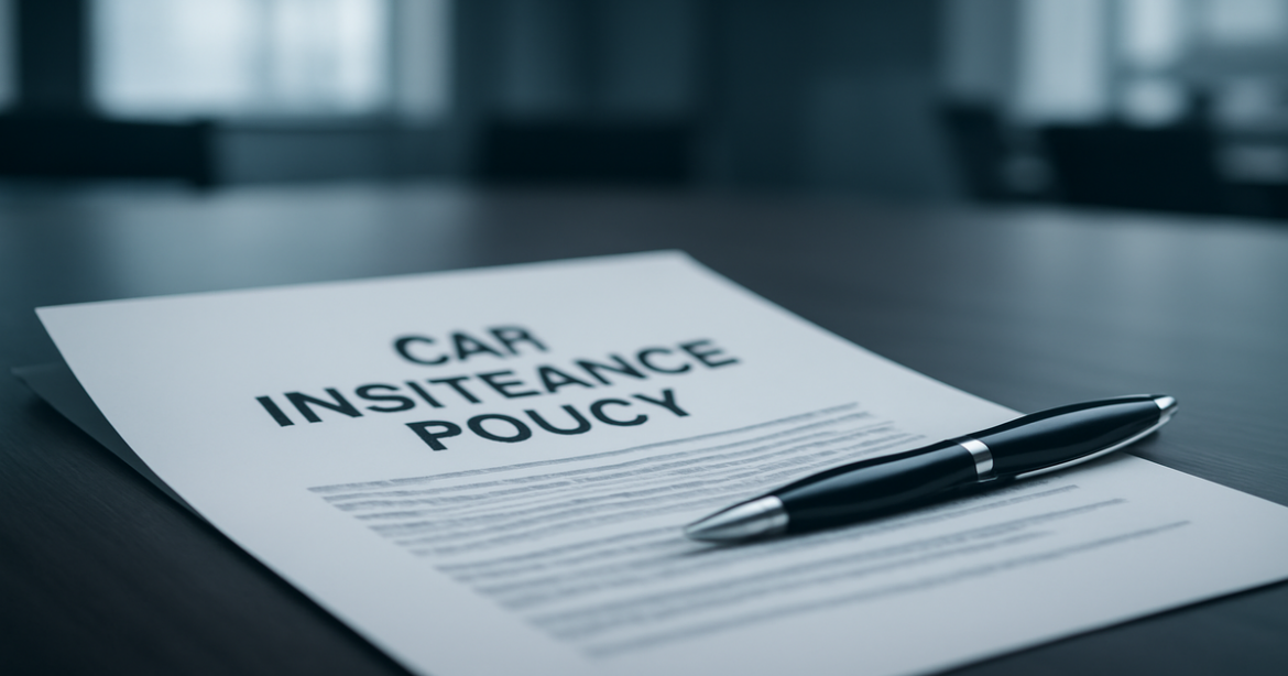 A close-up of a car insurance policy document, showcasing the importance of страхование автомобиля.