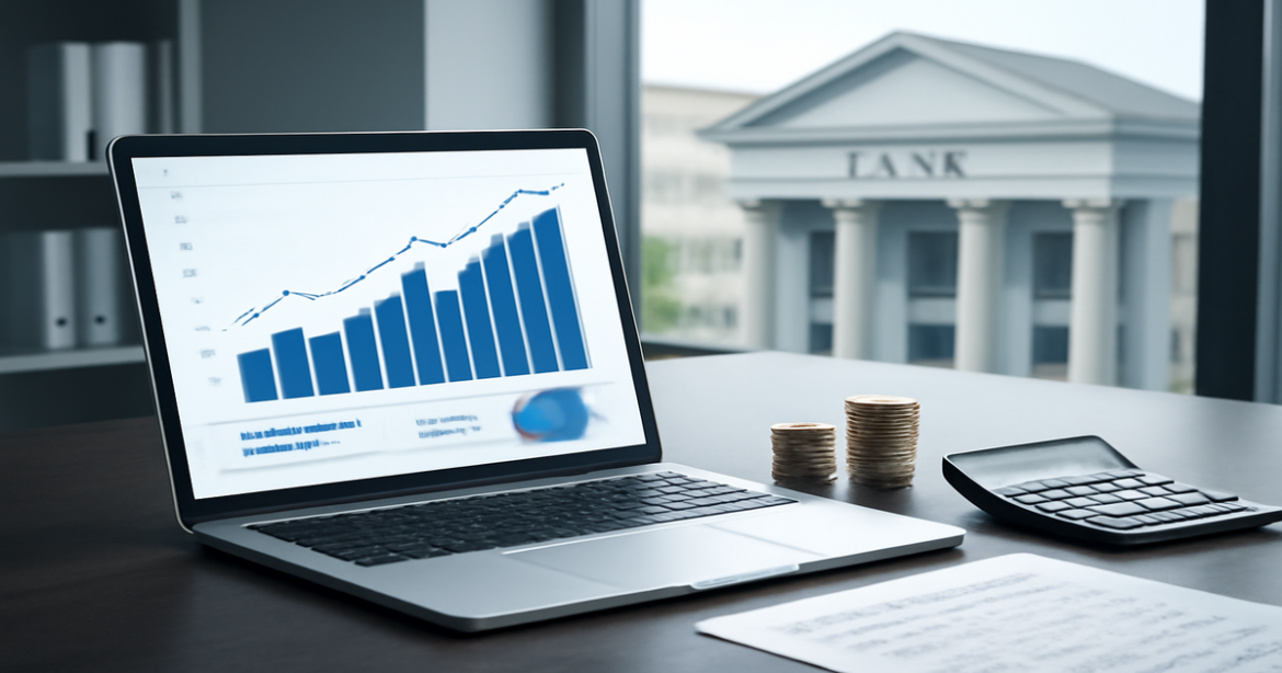 High-quality image illustrating расчетный счет для бизнеса in a professional financial workspace.