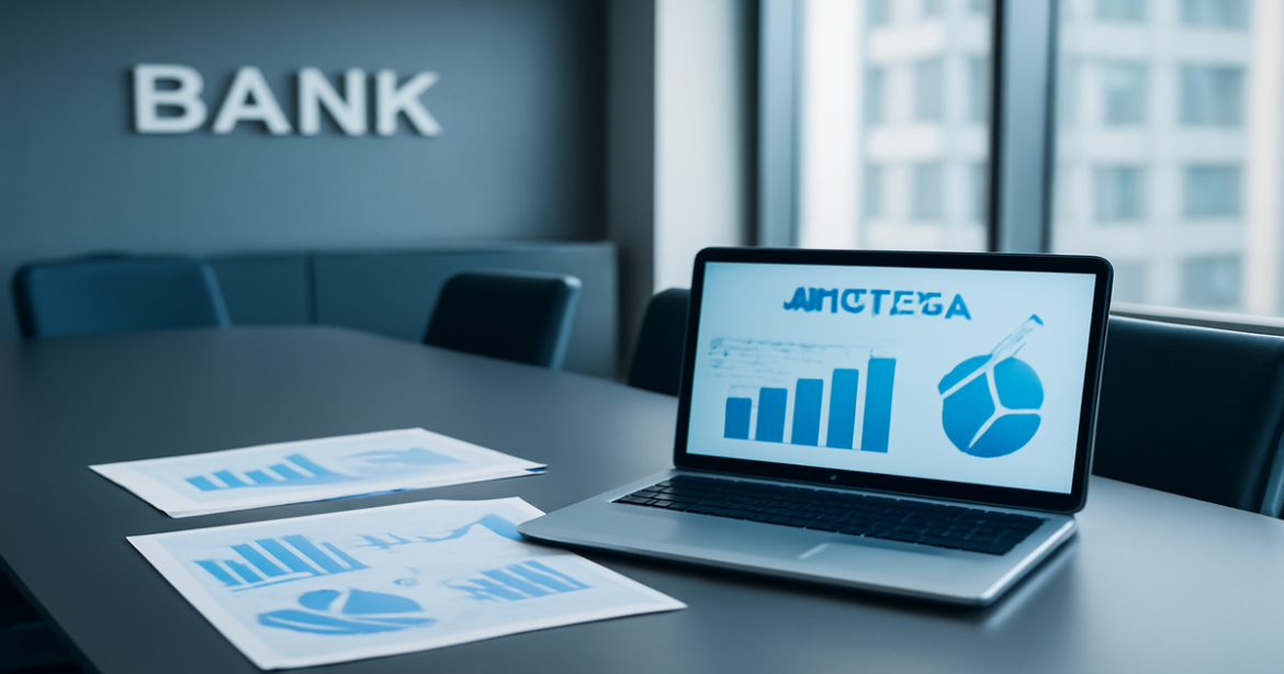 Professional image illustrating mortgage (ипотека) trends in 2023 in a modern bank office.
