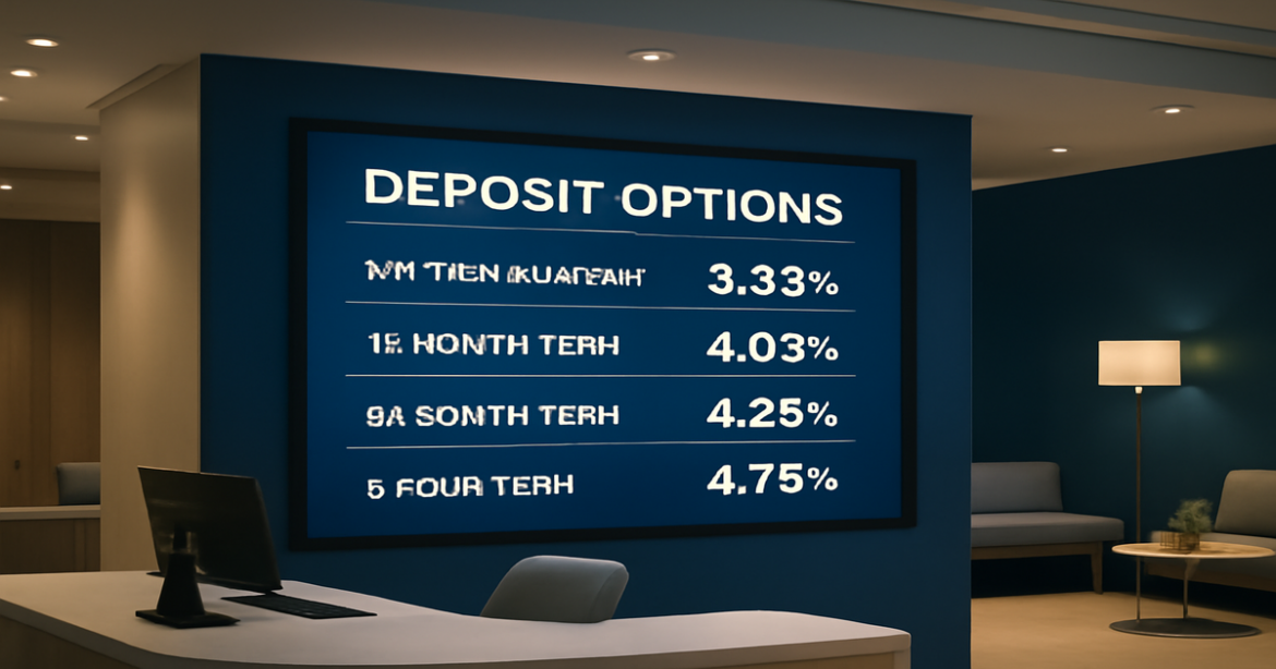 Professional bank interior highlighting вклады and savings options for a trustworthy financial article.
