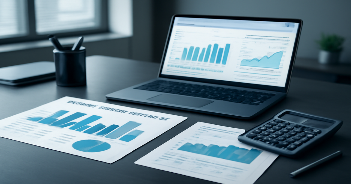 Professional image illustrating сравнение вкладов with financial charts and a modern office setup.