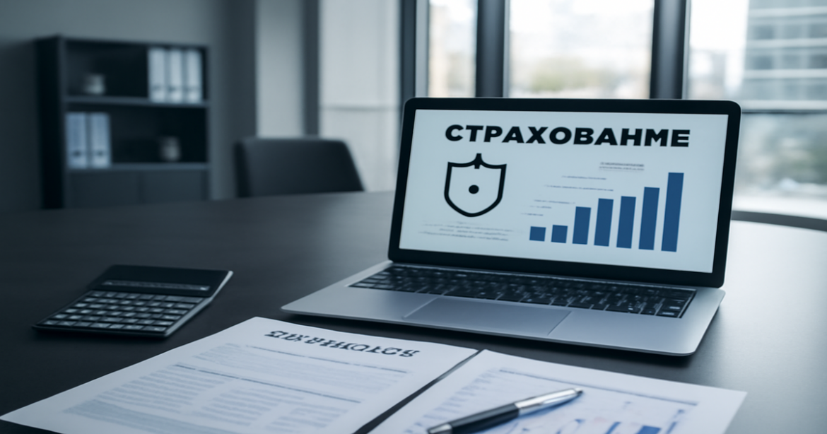 Professional image illustrating страхование and financial planning in a modern office setting.