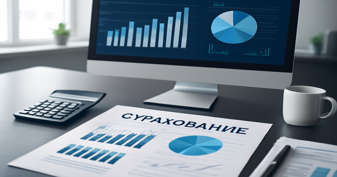 An engaging image illustrating страхование and financial security in a professional office setting.