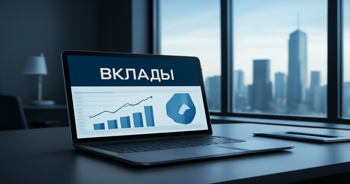 Professional image illustrating вклады in a banking context with a modern financial dashboard.